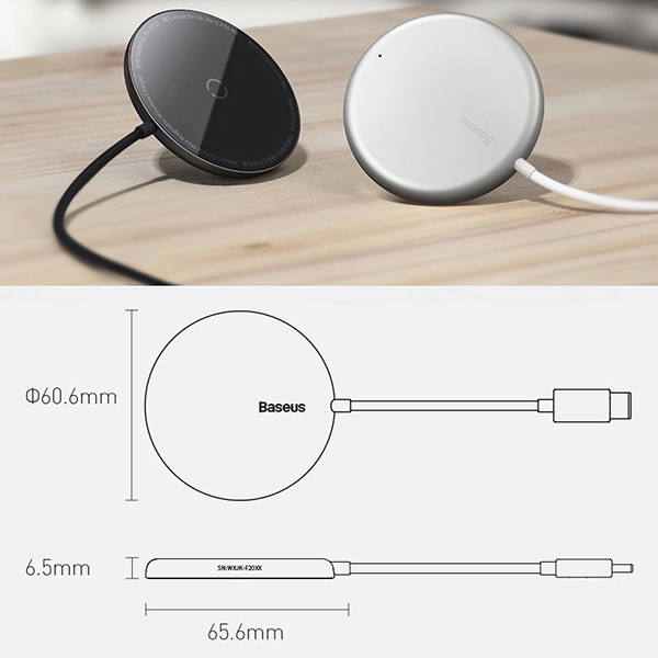 شارژر بی سیم باسئوس مدل Simple Mini Magnetic Wireless Charger WX01-JKF