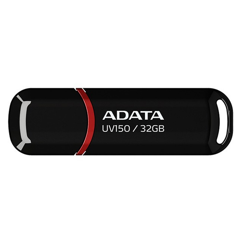 فلش مموری ای دیتا مدل UV150 ظرفیت 32 گیگابایت با رابط USB 3.2 Gen1، سرعت خواندن 90 مگابایت بر ثانیه، سرعت نوشتن 40 مگابایت بر ثانیه، طراحی درپوشدار و سازگار با ویندوز، مک و لینوکس