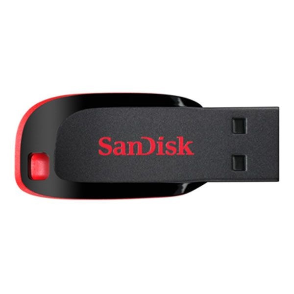 فلش مموری سن دیسک مدل Cruzer Blade CZ50 ظرفیت 32 گیگابایت با رابط USB 2.0، سرعت انتقال 480 مگابیت بر ثانیه، قابلیت رمزگذاری اطلاعات و بدنه مقاوم در برابر لک و اثر انگشت