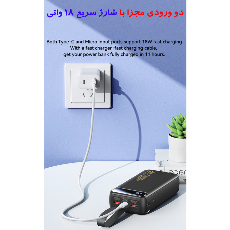 پاوربانک 22.5 وات ریمکس مدل RPP-660 ظرفیت 30000 میلی آمپر ساعت