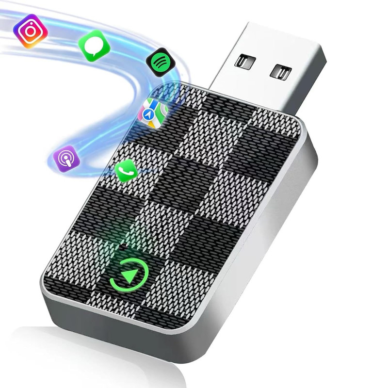 کارپلی و اندروید اتو مدل Wireless CarPlay/Android Auto به همراه مبدل USB به USB-C و کابل افزایش طول USB